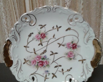 Decorative Plate With Small Pink Flowers