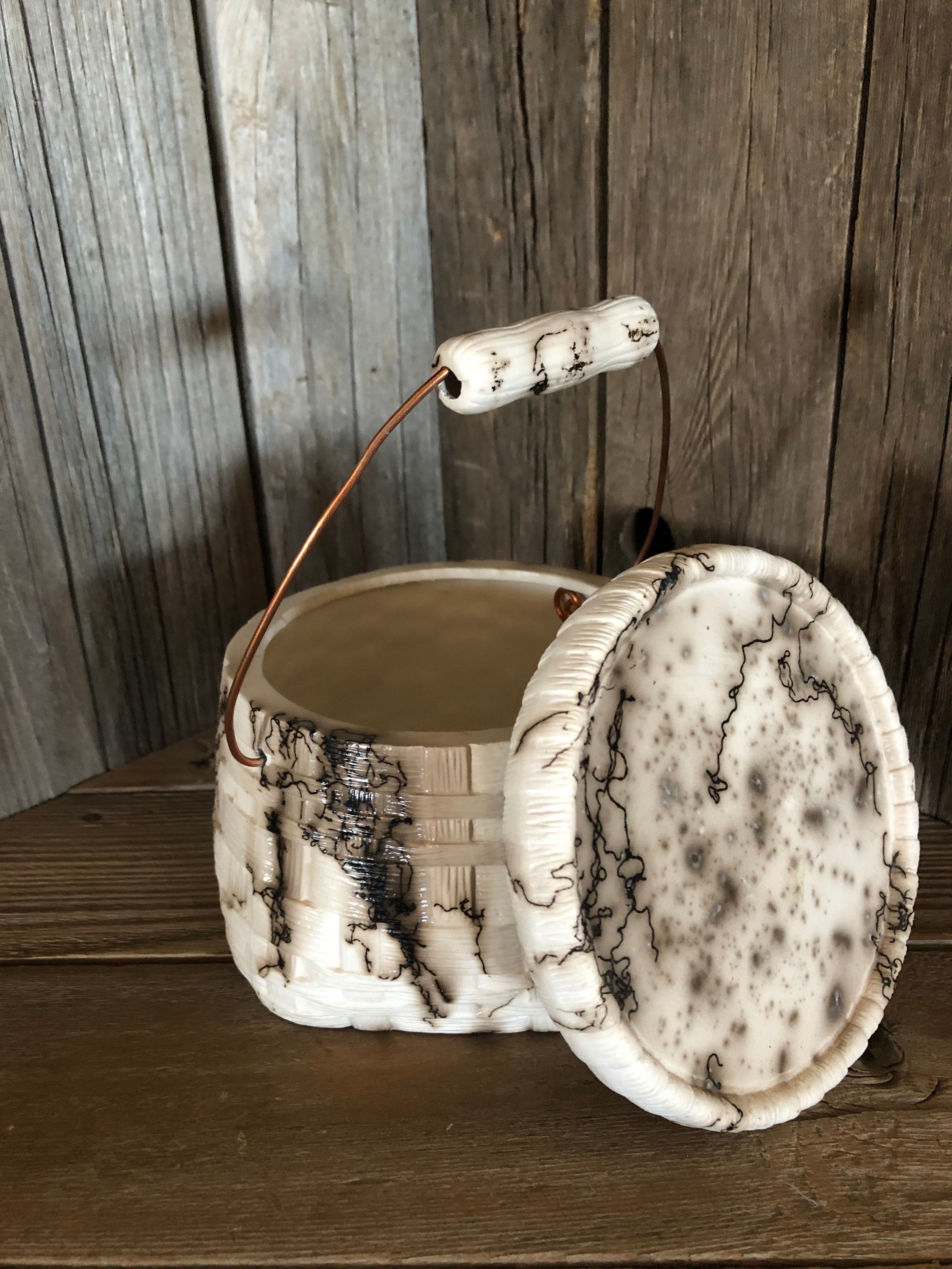 Horsehair Basket With Lid and Wire Handle Etsy