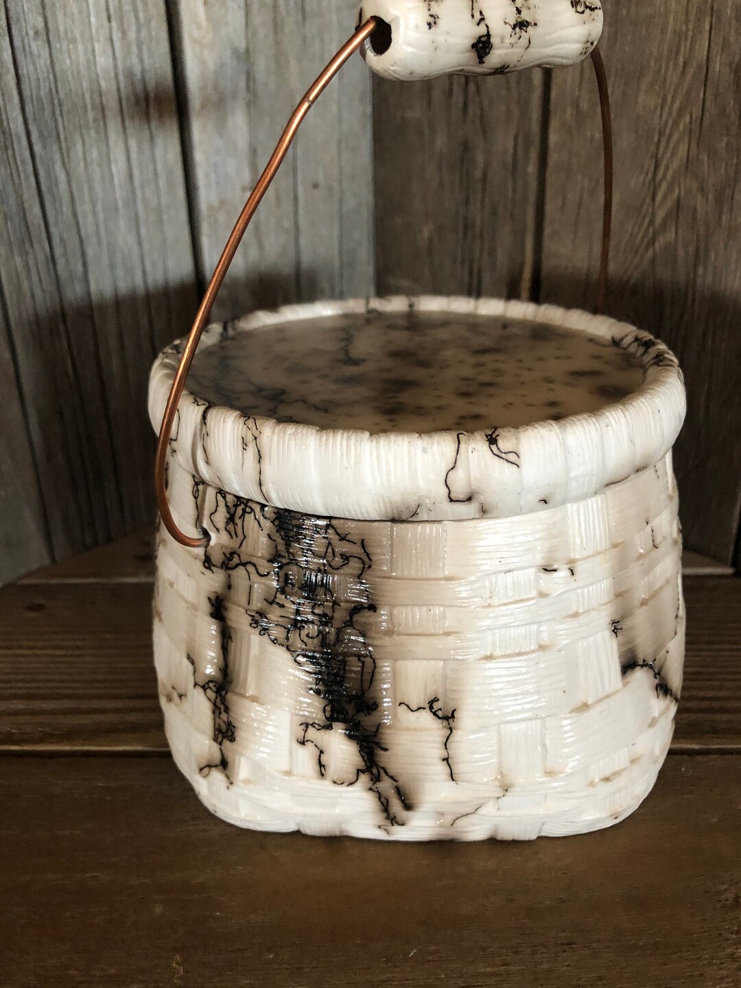 Horsehair Basket With Lid and Wire Handle Etsy