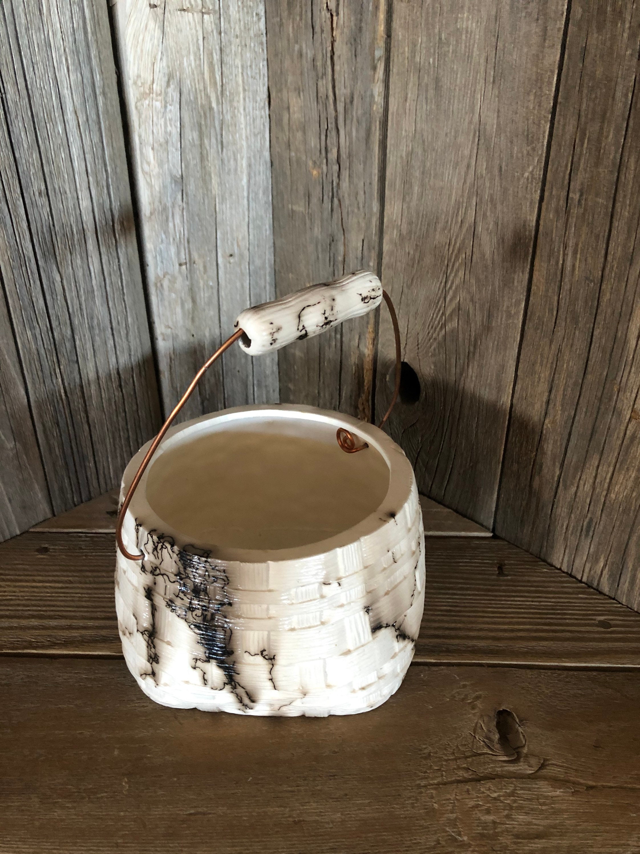 Horsehair Basket With Lid and Wire Handle Etsy