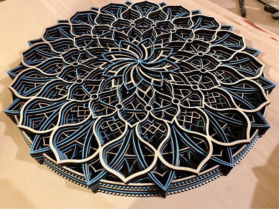 3D Laser Cut Mandala, 3D Mandala, 3D Wood Mandala Wall Art, Mandala