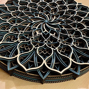 3D Laser Cut Mandala, 3D Mandala, 3D Wood Mandala Wall Art, Mandala Wall Decor image 3