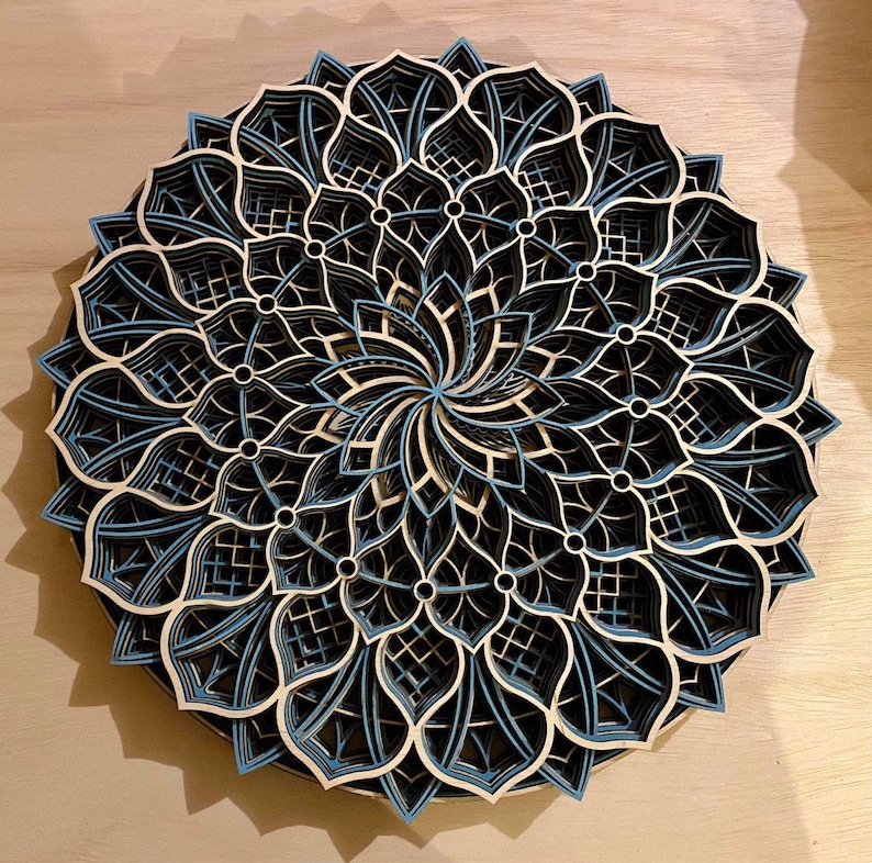 3D Laser Cut Mandala, 3D Mandala, 3D Wood Mandala Wall Art, Mandala Wall Decor image 1