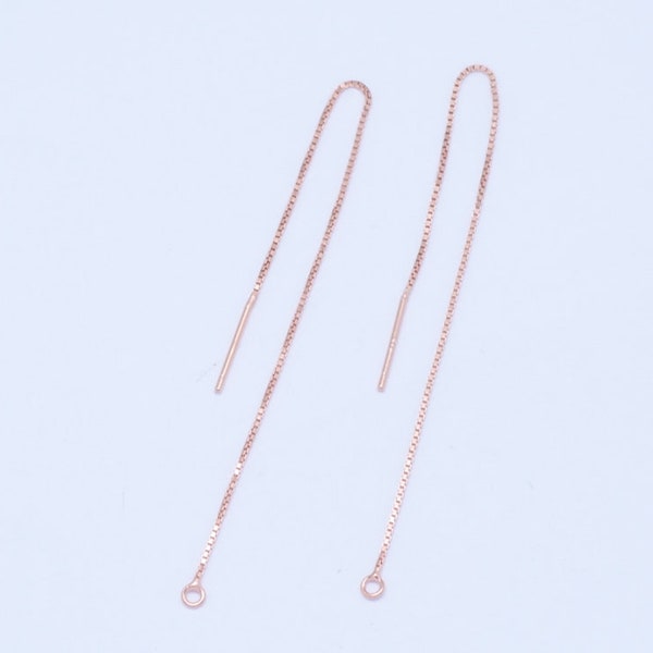 10 pieces - Rose Gold - Sterling Silver - Box Chain - Ear Threads - Wholesale Jewelry Supplies