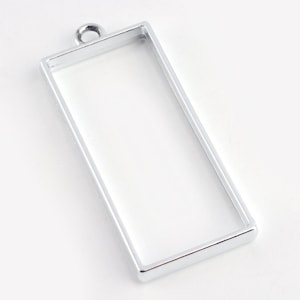 6 x Rhodium Rectangle Pendants Textured Bar Connectors Rectangle Charms in Silver Tone Long Rectangle Links