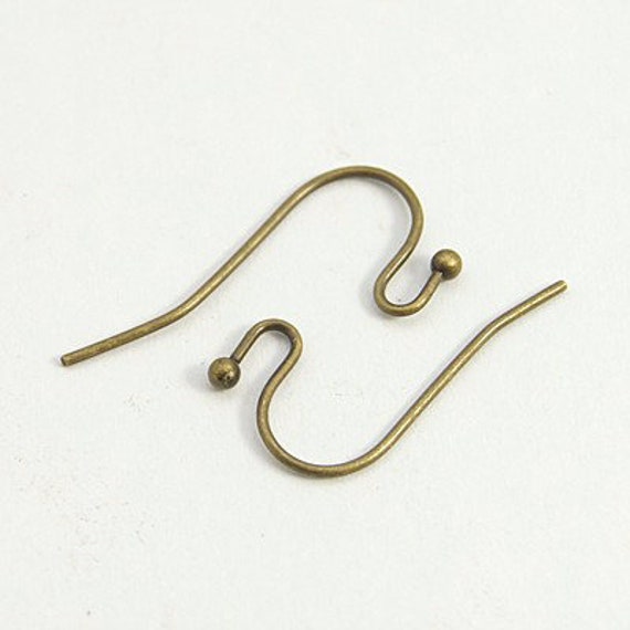 50 Pieces Antique Bronze Earring Hooks With Ball Wholesale Etsy