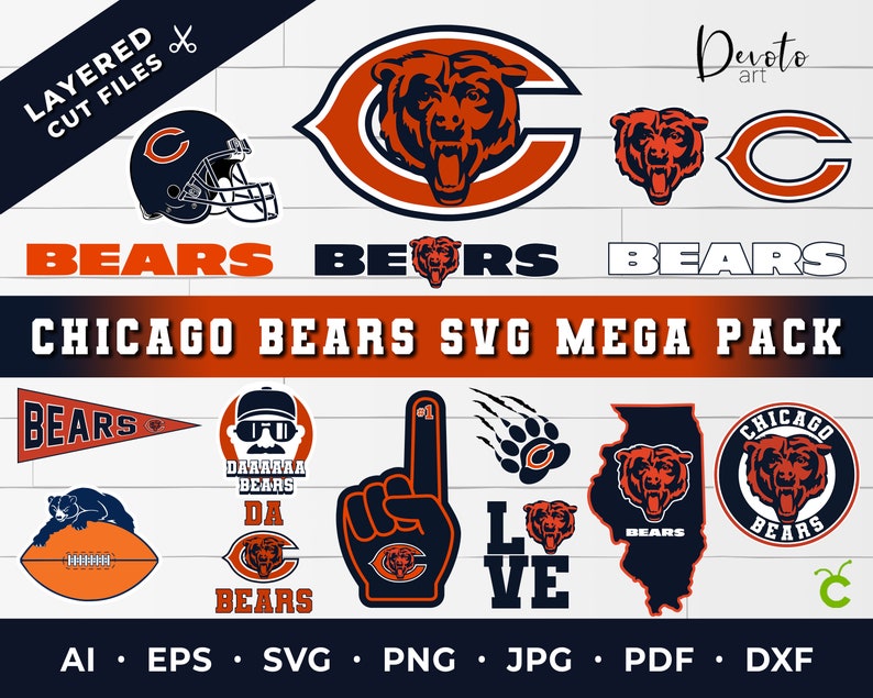 Download Chicago Bears SVG Mega Pack Chicago Bears SVG files for | Etsy