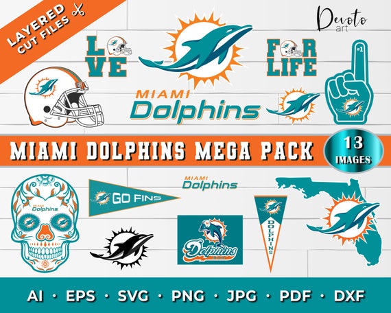 Miami Dolphins SVG mega pack Miami dolphins SVG files for | Etsy