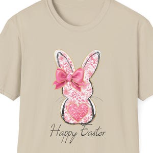 Frohe Ostern Hase T-Shirt | Unisex Softstyle T-Shirt, niedliches Frühlingskleid, Ostern-Feier-Shirt, Geschenk für sie, Feiertags-Outfits