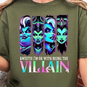 Unisex Softstyle T-Shirt - Sweetie I'm OK with Being the Villain, Unique Graphic Tee, Casual Wear, Gift for Her/Him, Halloween Shirt image 1