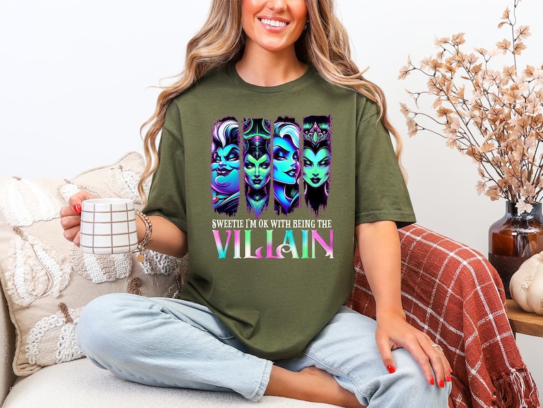 Unisex Softstyle T-Shirt - Sweetie I'm OK with Being the Villain, Unique Graphic Tee, Casual Wear, Gift for Her/Him, Halloween Shirt image 1