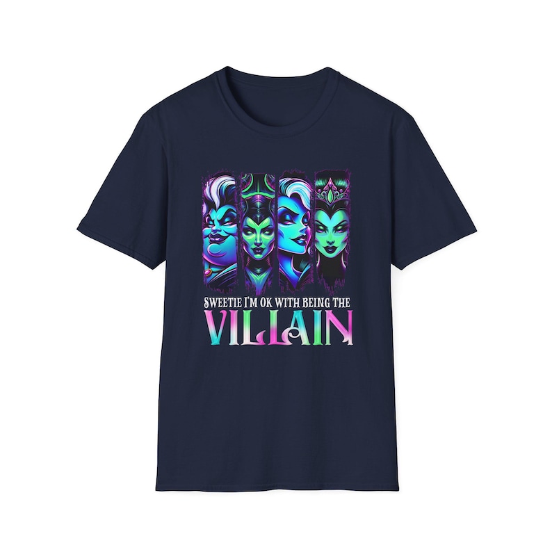 Unisex Softstyle T-Shirt - Sweetie I'm OK with Being the Villain, Unique Graphic Tee, Casual Wear, Gift for Her/Him, Halloween Shirt Navy