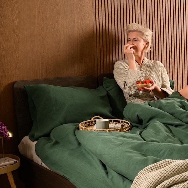 Linen Duvet Cover, California King Size Bedding, Organic Stonewashed Linen,  Soft European Flax Bedspread,  Anniversary Wedding Day Gift