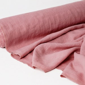 Linen Fabric extra wide in Dusty Pink 100% softened stonewashed 245cm or 96 inches width linen quilting fabric for bedding and clothing DIY