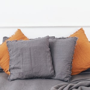 Linen pillowcase with envelope closure, linen pillow sham standard, queen, king sizes, washed linen bedding, Valentines day gift image 5