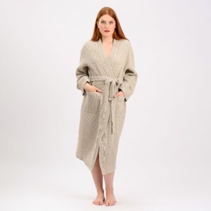 Natural Soft Waffle Linen Robe For Women Kimono Bride Robe Bathrobe Bridesmaid Robes Perfect Gift For Her Wedding Or Anniversary