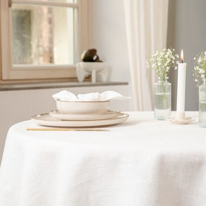 White round linen tablecloth