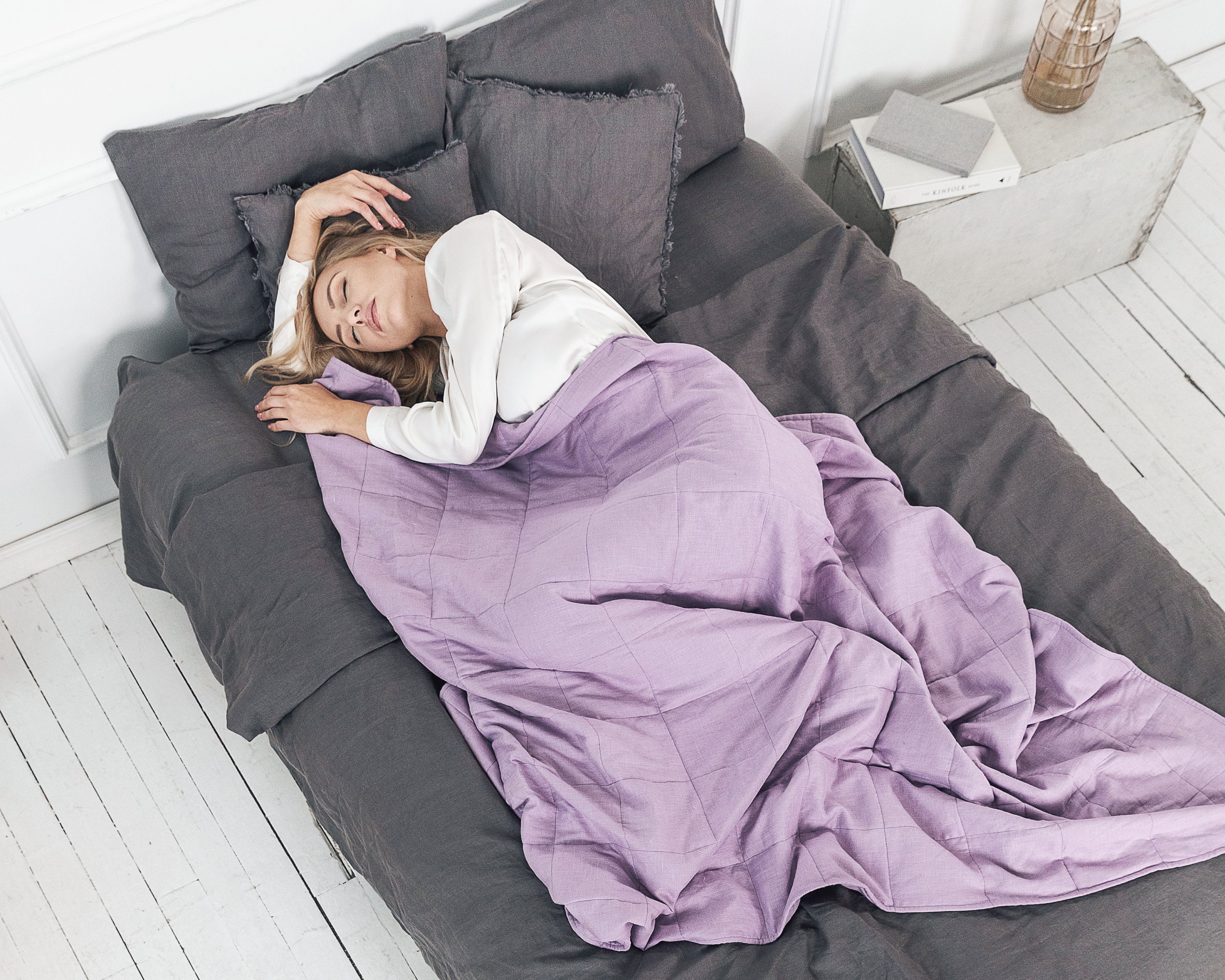 Linen Weighted Blanket Sensory Blanket Heavy Comforter With