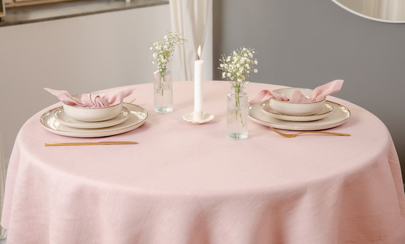 circle linen table cloth