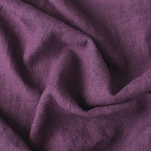 Linen Fabric in Violet 100% softened stonewashed 145cm 57 inches width linen fabric for DIY bedding or clothing mother's day gift image 2