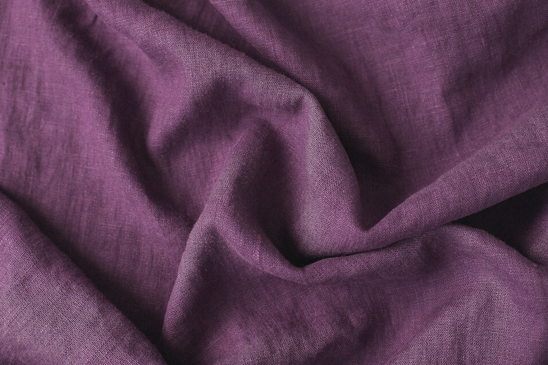 Linen Fabric in Violet 100% softened stonewashed 145cm 57 inches width linen fabric for DIY bedding or clothing mother's day gift image 2