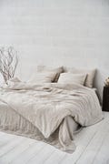 Washed Linen Duvet Cover Natural  Queen, King, and other sizes  Pure European linen Zipper Closure  Christmas Anniversary Gift For Her product logo