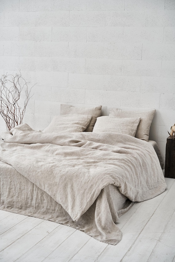 Washed Linen Duvet Cover Natural  Queen, King, and other sizes  Pure European linen Zipper Closure  Valentines day Anniversary Gift For Her