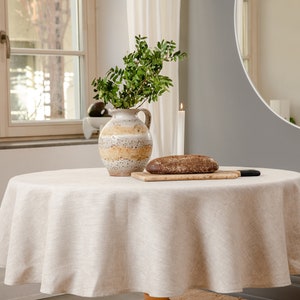 Natural Linen Round tablecloth