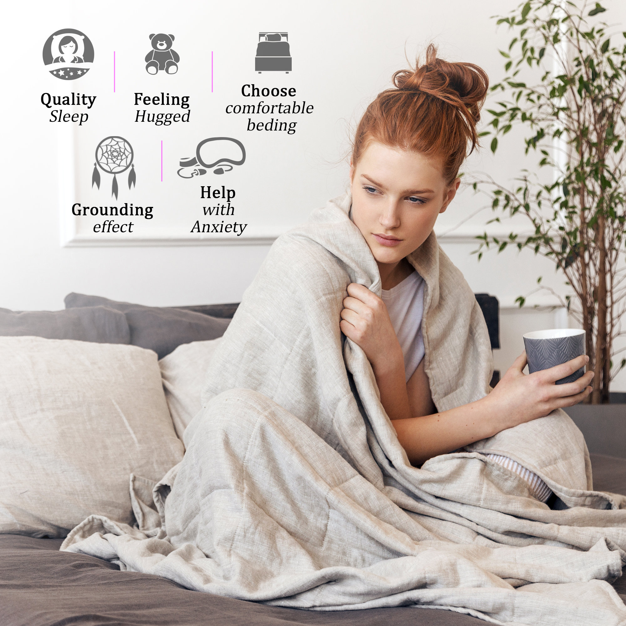 Linen Weighted Blanket Sensory Blanket Heavy Comforter With image