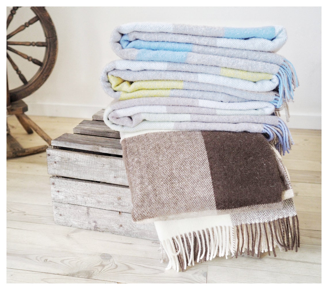 100 New Zealand wool throw blanket fringed woven blanket Etsy