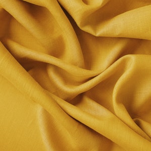 Extra Wide Linen Fabric in Mustard 100% softened stonewashed 245cm or 96 inches width fabric sold by yard for lining and curtains DIY