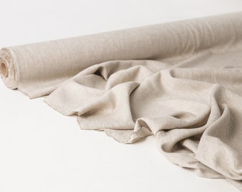 Natural Undyed Extra Wide Linen Fabric 100% softened stonewashed 245cm or 96 inches width fabric sold by meter for lining and curtains DIY