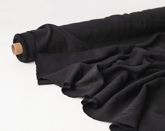 Extra Wide Linen Fabric in Black 100% softened stonewashed 245cm or 96 inches width fabric sold in yards for lining DIY