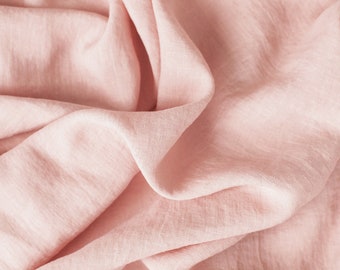 Linen Fabric extra wide in Muted Pink 100% softened stonewashed 245cm or 96 inches width linen fabric sold by meter for bedding and curtains