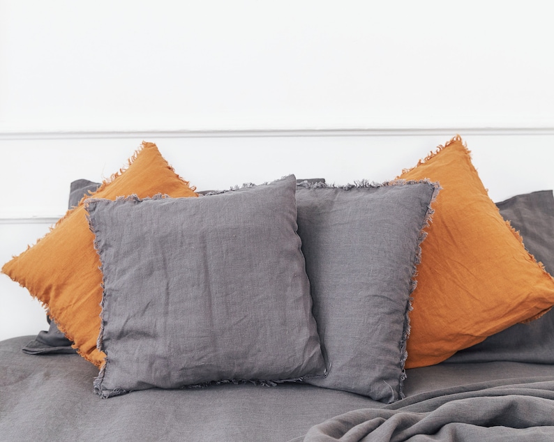 Linen pillowcase with envelope closure, linen pillow sham standard, queen, king sizes, washed linen bedding, Valentines day gift image 5