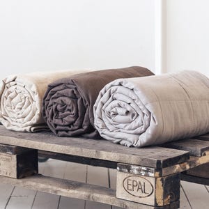 Linen Weighted Blanket Heavy Comforter with glass bead filling, Weighted adult  blanket sleep aid anxiety stress release Valentine's Gift