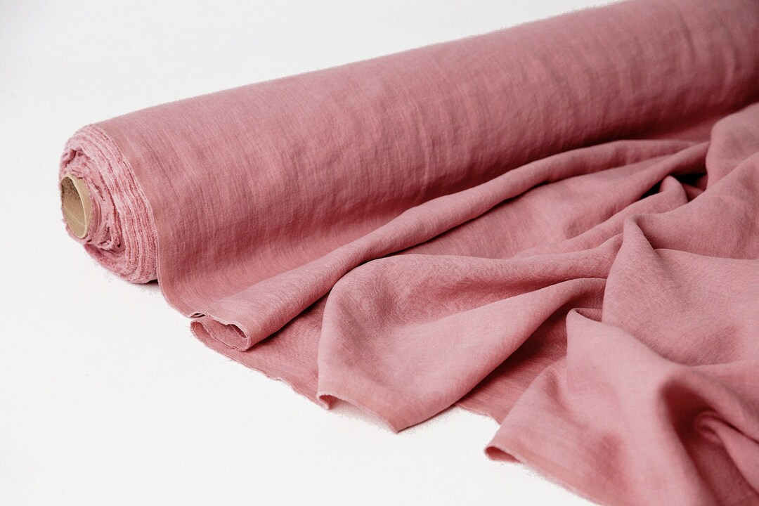 Linen Fabric Extra Wide in Dusty Pink 100 Softened Stonewashed 245cm