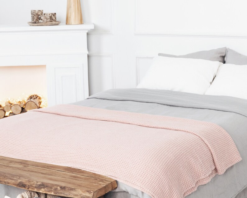 LinenHygge Waffle Throw Blanket
