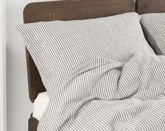 Leinenkissenbezug mit Hotelverschluss, Kissenbezug aus stonewashed europäischem Leinen, Standard-, Queen- und Kingsize-Größen sowie Sondergrößen, Bettwäsche aus gewaschenem Leinen