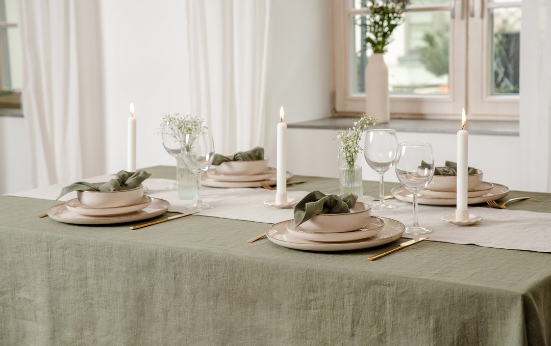 Custom Linen Tablecloth: Stonewashed Dining Table Cloth Custom Size ...