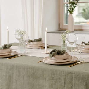 Linen tablecloth, linen table cloth with napkins