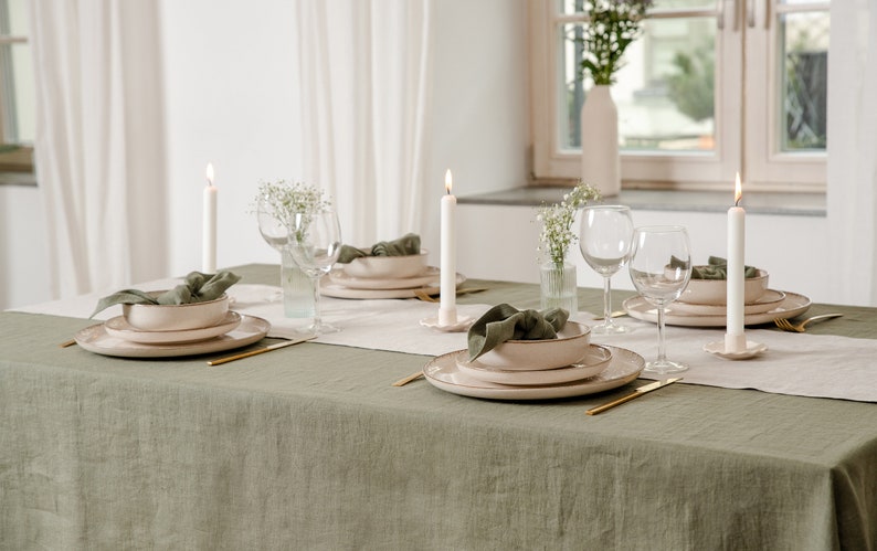 Linen tablecloth, linen table cloth with napkins