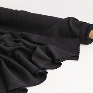 Black Linen Fabric 100% softened stonewashed 145cm 57 inches width linen fabric for DIY bedding or clothing