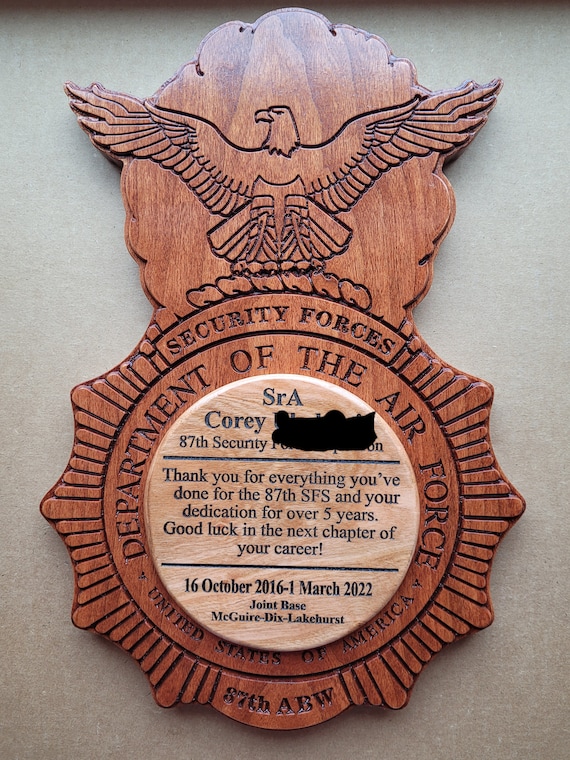 Security Forces USAF going away plaque securitytraininguk.co.uk