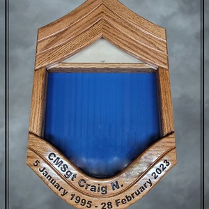 Handcrafted Air Force CMSgt Shadowbox - Military Shadowbox- Retirement Chevron Style Shadow Box