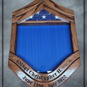 Handcrafted Air Force SMSgt Shadowbox - Military Shadowbox- Retirement Chevron Style Shadow Box