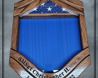 Handcrafted Air Force SMSgt Shadowbox - Military Shadowbox- Retirement Chevron Style Shadow Box