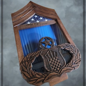 Handcrafted Air Force Skill Level Badge Shadow box-Air Force Shadowbox-Military Shadowbox
