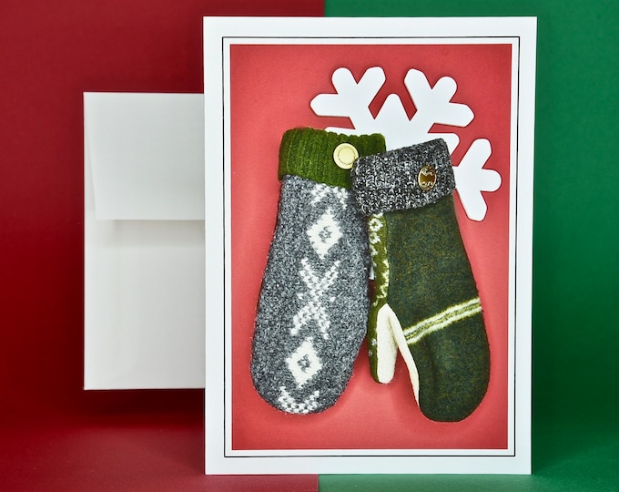 Christmas Cards - Set of 8 with Envelopes - Pair of Cozy Warm Mittens  81-4936
