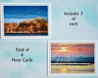 Sandhill Cranes at Sunrise on the Platte River - 6 pk Blank Note Cards  62-0100